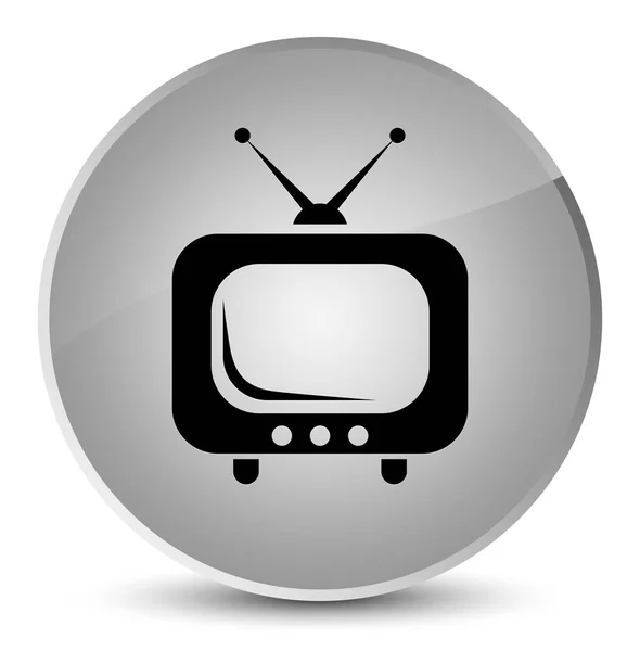 Tv icon elegante weiße runde Taste — Stockfoto
