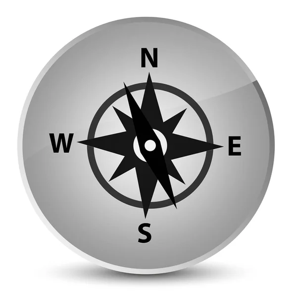 Elegantní bílé kulaté tlačítko kompasu ikonu — Stock fotografie