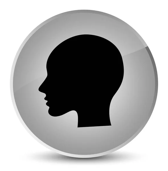 Head woman face icon elegant white round button — Stock Photo, Image