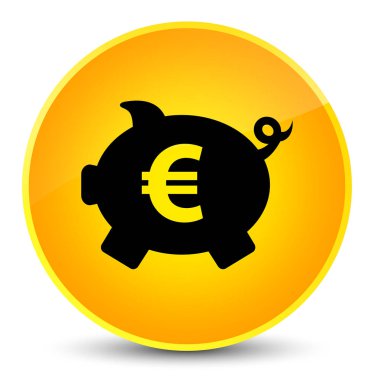 Kumbara euro işareti simgesi zarif sarı yuvarlak düğmesi