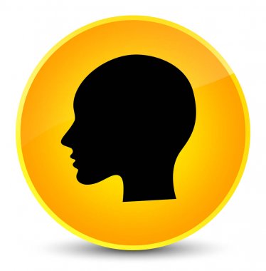 Baş kadın yüz simgesi zarif sarı yuvarlak düğmesi