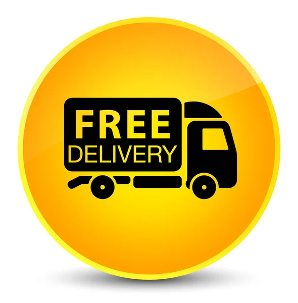 Consegna gratuita camion icona elegante giallo pulsante rotondo — Foto Stock