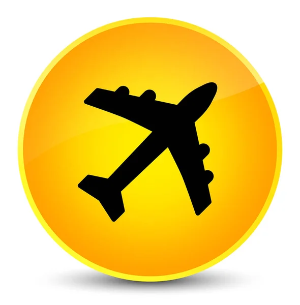 Icône avion élégant bouton rond jaune — Photo