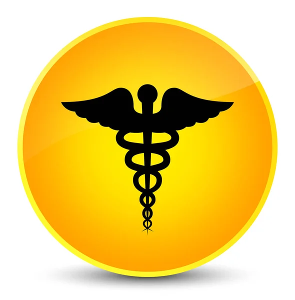 Ícone médico elegante botão redondo amarelo — Fotografia de Stock