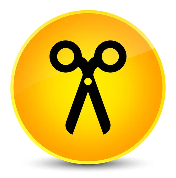 Schaar elegante gele ronde knoop van het pictogram — Stockfoto