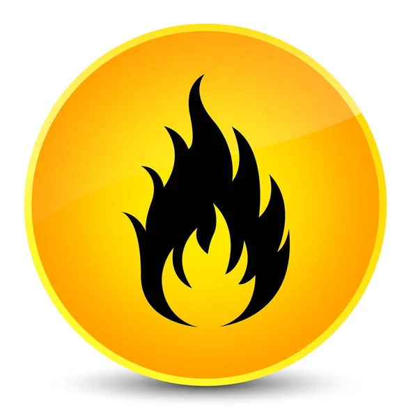 Feuer-Symbol eleganter gelber runder Knopf — Stockfoto