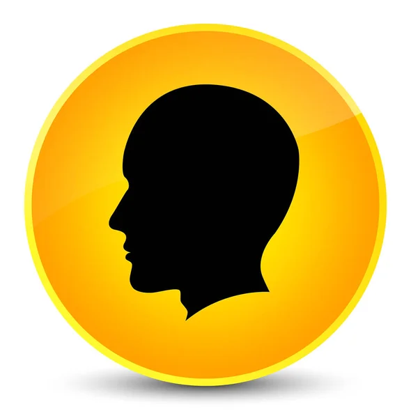 Κεφάλι ανδρικό πρόσωπο εικονίδιο κομψό κίτρινο στρογγυλό κουμπί — Φωτογραφία Αρχείου