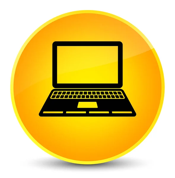 Icône ordinateur portable élégant bouton rond jaune — Photo