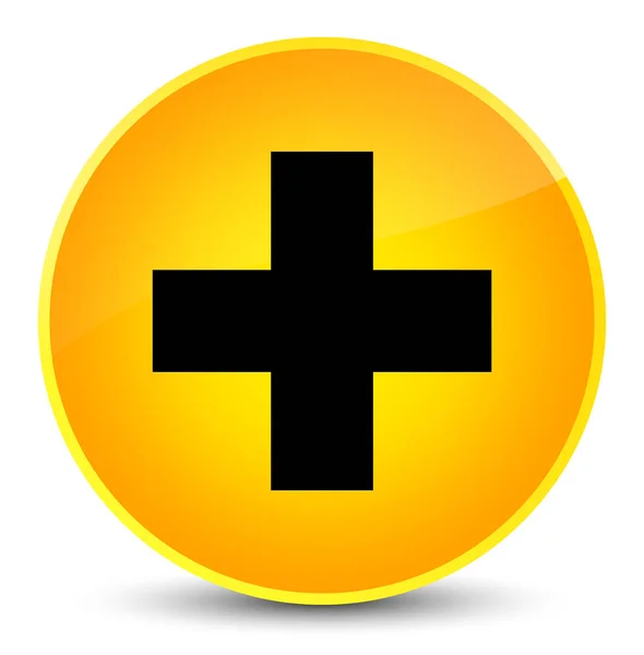 Συν εικονίδιο κομψό κίτρινο στρογγυλό κουμπί — Φωτογραφία Αρχείου