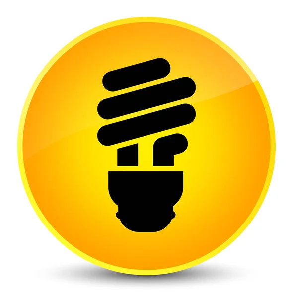Ícone da lâmpada elegante botão redondo amarelo — Fotografia de Stock