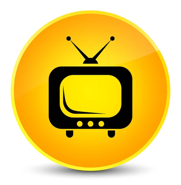 Icono de la televisión elegante botón redondo amarillo — Foto de Stock