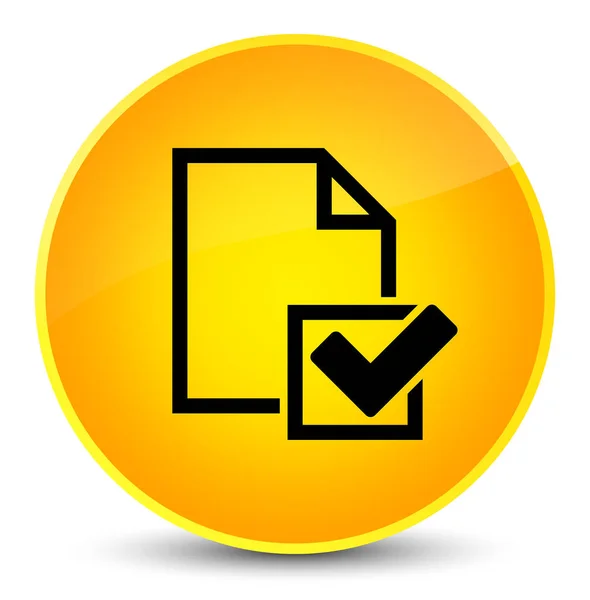 Lista de verificación icono elegante botón redondo amarillo — Foto de Stock