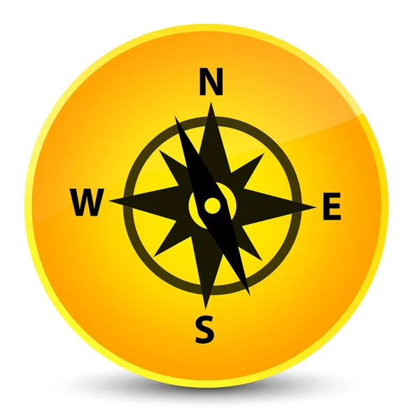 Boussole icône élégant bouton rond jaune — Photo