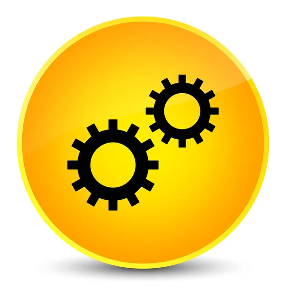 Icona di processo elegante pulsante rotondo giallo — Foto Stock