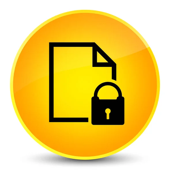 Безпечна значок документа елегантна жовта кругла кнопка — стокове фото