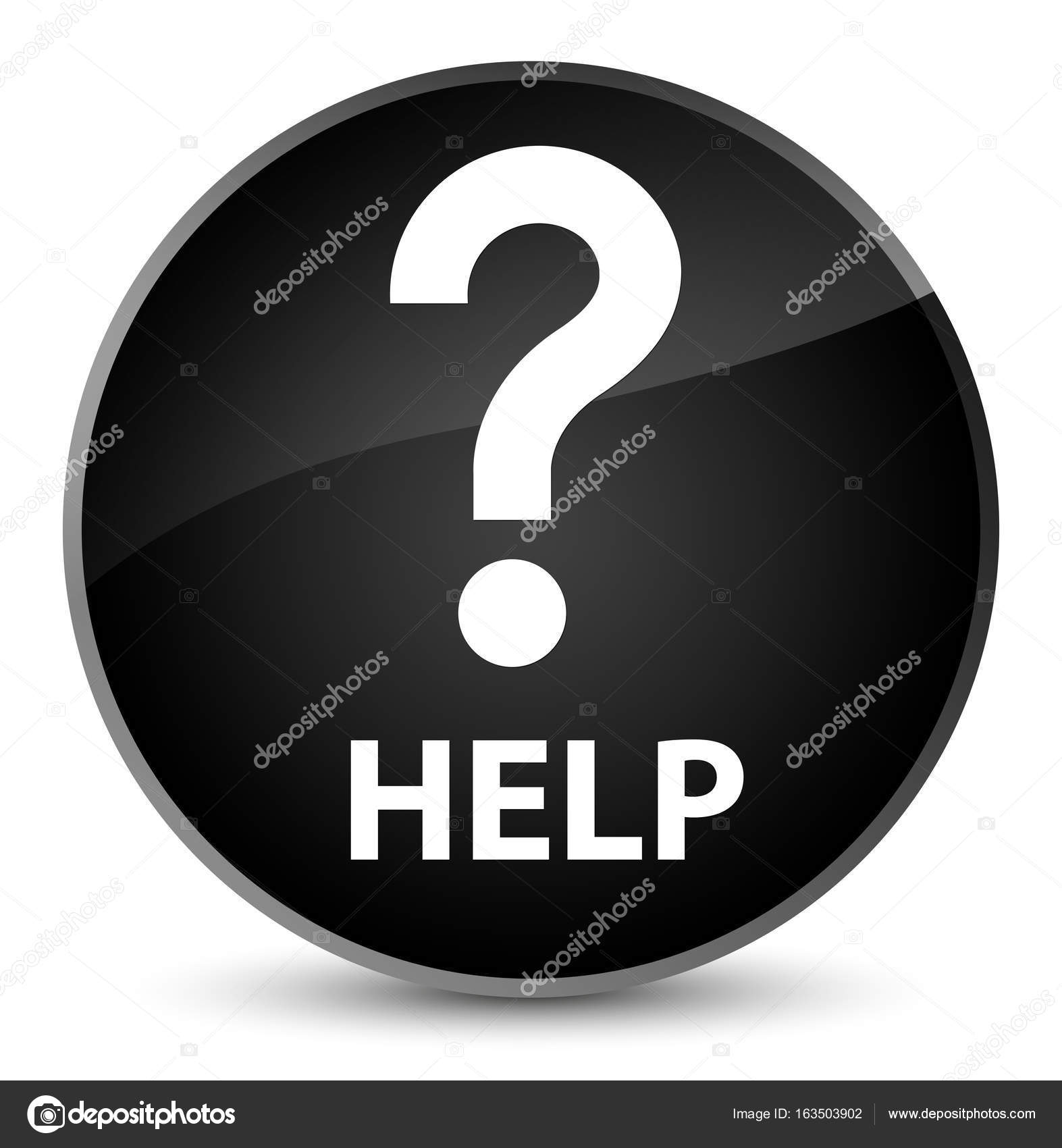 Botão redondo preto elegante de ajuda (ícone de pergunta) — Foto ©  FR_Design #163503902, image size:1573x1700
