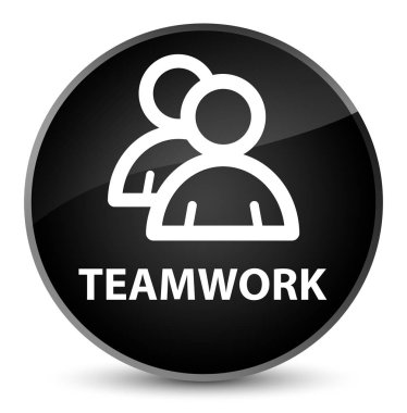 Ekip çalışması (grup simgesi) zarif siyah yuvarlak düğmesi