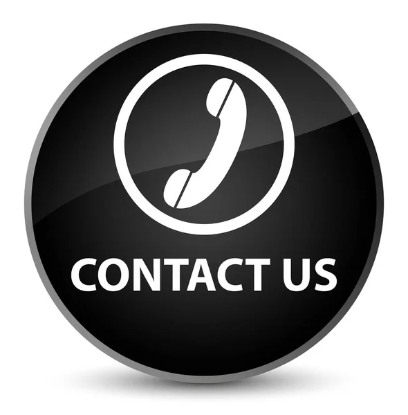 Contact us (phone icon) elegant black round button — Stock Photo, Image