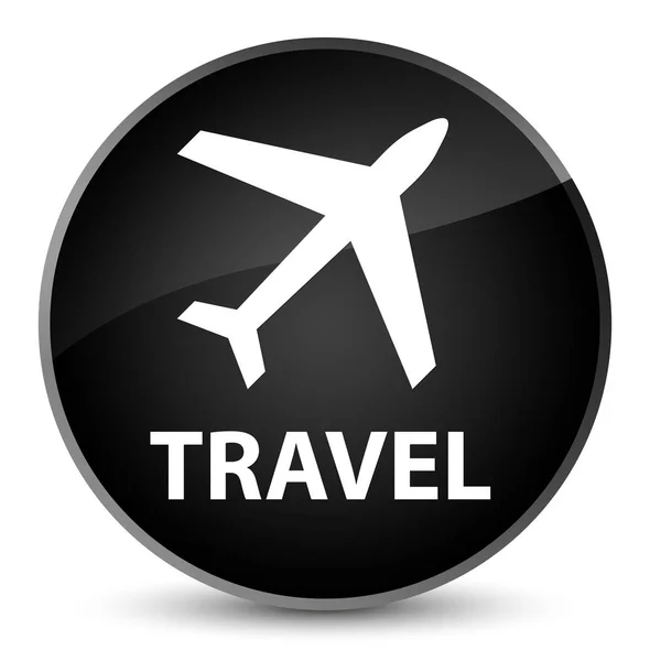 Travel (plane icon) elegant black round button — Stock Photo, Image