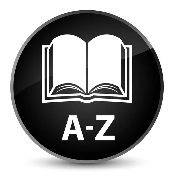 A-Z (ikonę książki) elegancki czarny okrągły przycisk — Zdjęcie stockowe