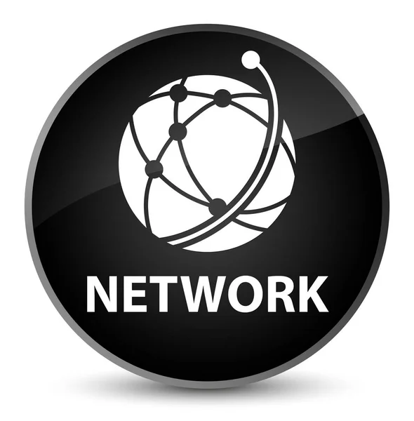 Rede (ícone de rede global) botão redondo preto elegante — Fotografia de Stock