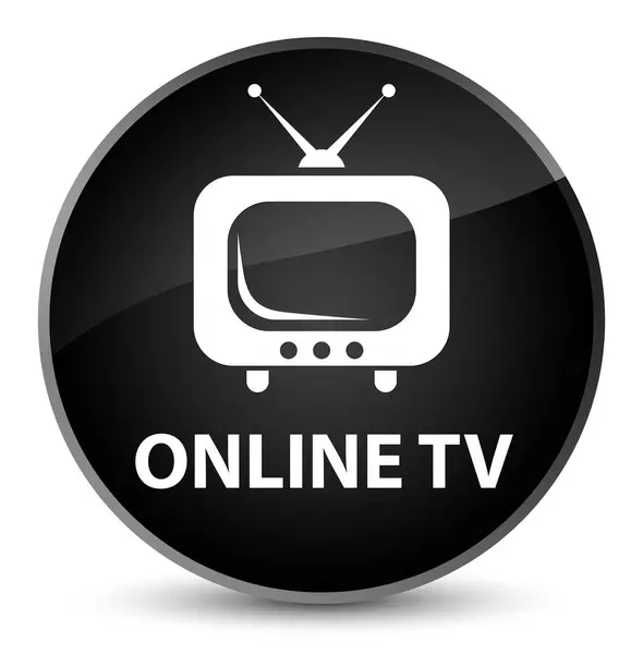 Online tv elegante schwarze runde Taste — Stockfoto