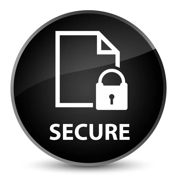 Secure (document page padlock icon) elegant black round button — Stock Photo, Image