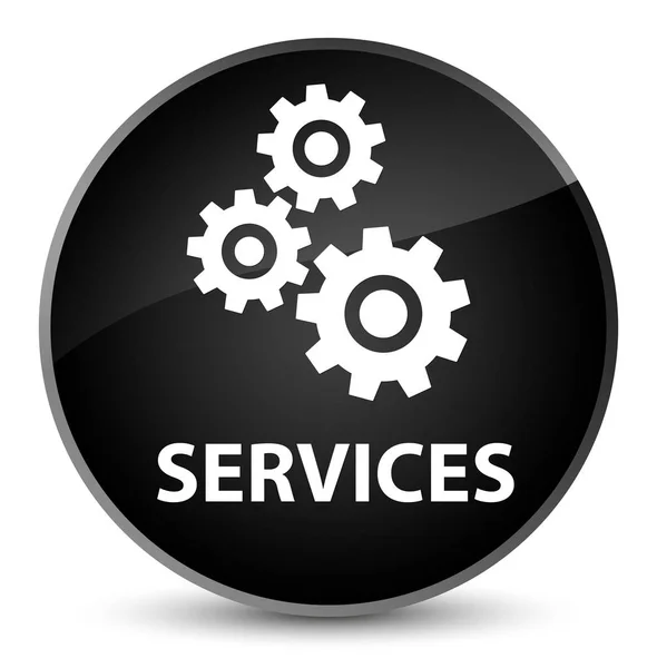 Serviços (ícone de engrenagens) elegante botão redondo preto — Fotografia de Stock