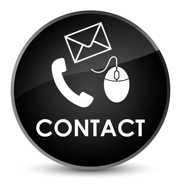 İletişim (telefon e-posta ve fare simgesi) siyah zarif yuvarlak düğmesi — Stok fotoğraf
