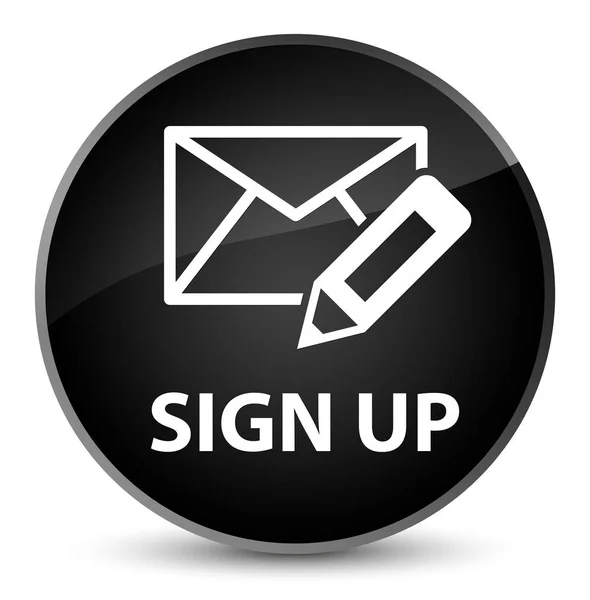 Sign up (edit mail icon) elegant black round button — Stock Photo, Image