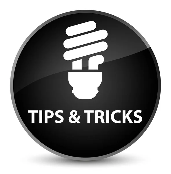Consejos y trucos (icono de la bombilla) botón redondo negro elegante — Foto de Stock