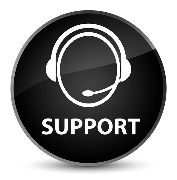 Botão redondo preto elegante de apoio (ícone de atendimento ao cliente) — Fotografia de Stock