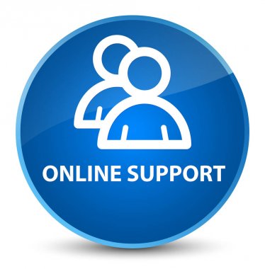 Çevrimiçi destek (grup simgesi) zarif mavi yuvarlak düğmesi