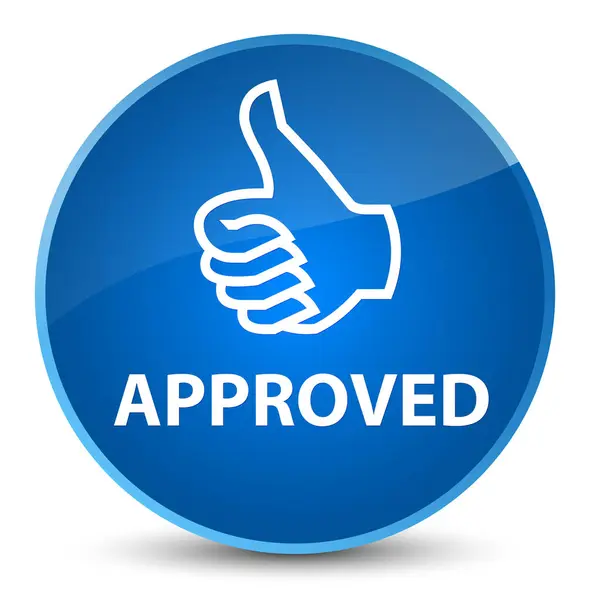 Approved (thumbs up icon) elegant blue round button — Stock Photo, Image