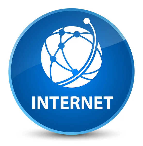 Internet (küresel ağ simgesini) zarif mavi yuvarlak düğmesi — Stok fotoğraf