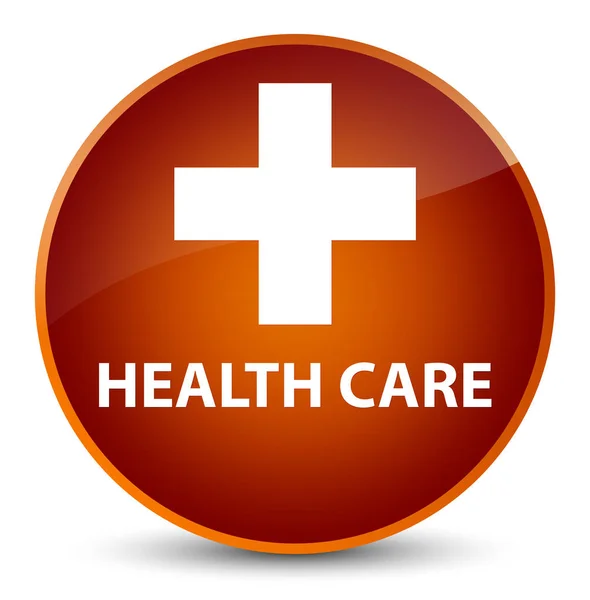Health care (plus sign) elegant brown round button — Stock Photo, Image