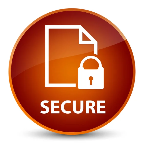 Secure (document page padlock icon) elegant brown round button — Stock Photo, Image