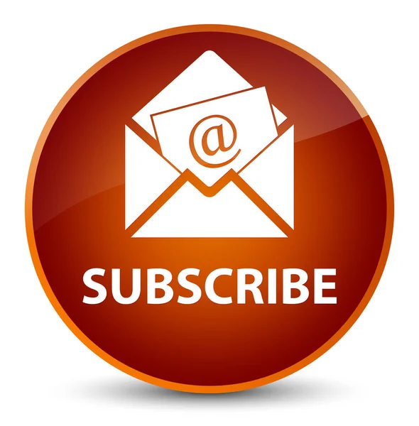 (Biuletyn e-mail ikona) elegancki brązowy okrągły przycisk Subskrybuj — Zdjęcie stockowe