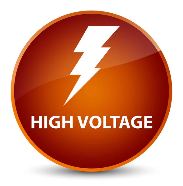 Hoogspanning (elektriciteit pictogram) elegante bruine ronde knop — Stockfoto