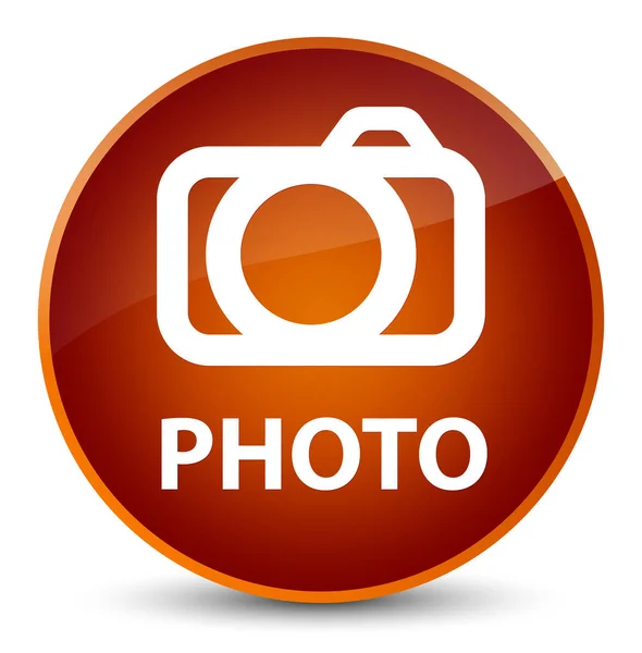 Foto (icono de la cámara) elegante botón redondo marrón —  Fotos de Stock