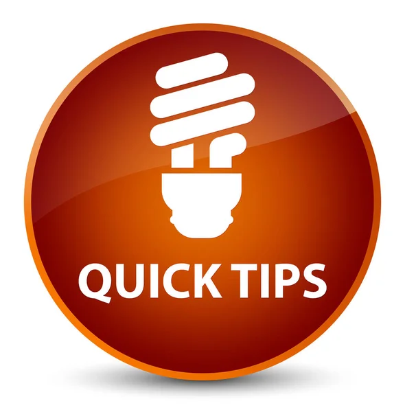 Quick tips (bulb icon) elegant brown round button — Stock Photo, Image