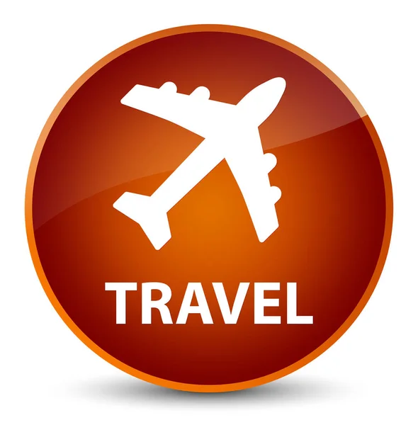 Utazás (repülővel ikon) elegáns barna kerek gomb — Stock Fotó