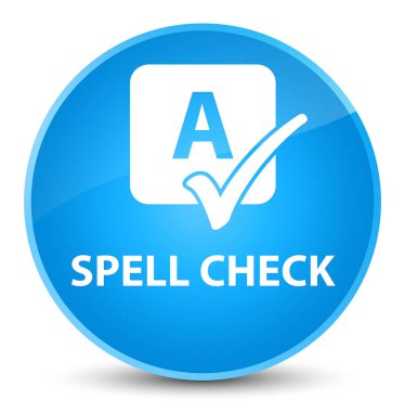 Yazım denetimi zarif camgöbeği mavi yuvarlak düğmesini