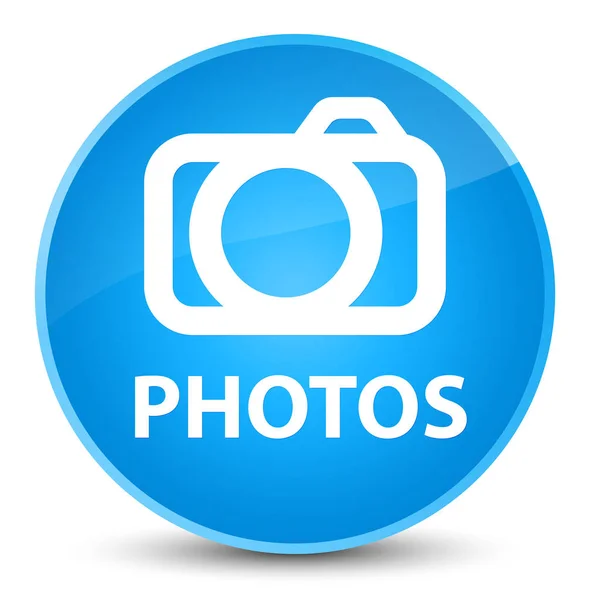 Fotos (icono de la cámara) botón redondo azul cian elegante — Foto de Stock
