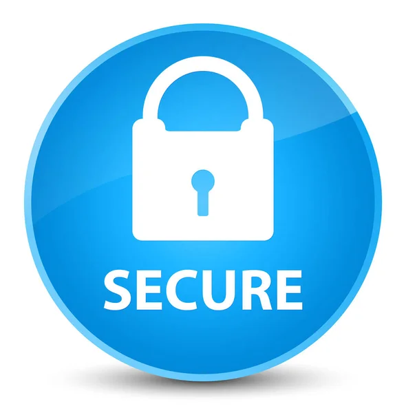 Secure (ikon gembok) tombol bundar biru cyan elegan — Stok Foto