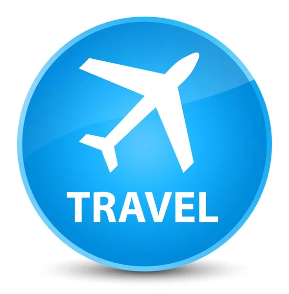 Travel (plane icon) elegant cyan blue round button — Stock Photo, Image