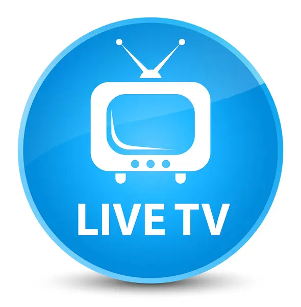 TV en vivo elegante cyan azul botón redondo —  Fotos de Stock