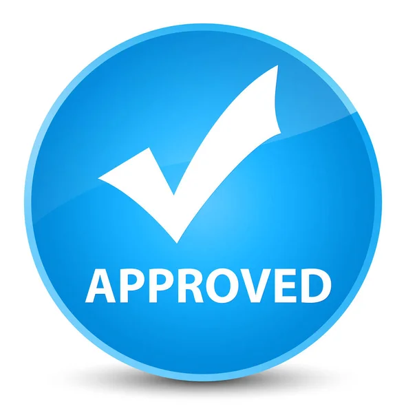 Approved (validate icon) elegant cyan blue round button — Stock Photo, Image