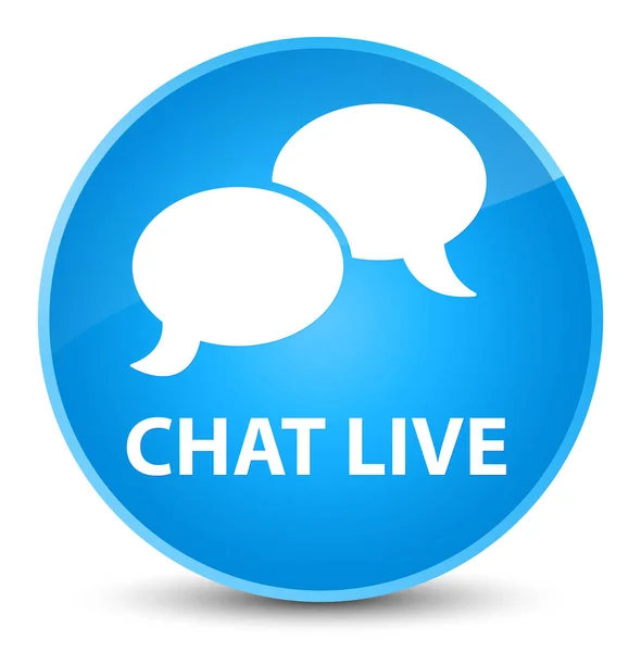 Chat live élégant bouton rond bleu cyan — Photo