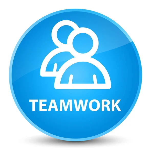 Lavoro di squadra (icona del gruppo) elegante pulsante rotondo blu ciano — Foto Stock